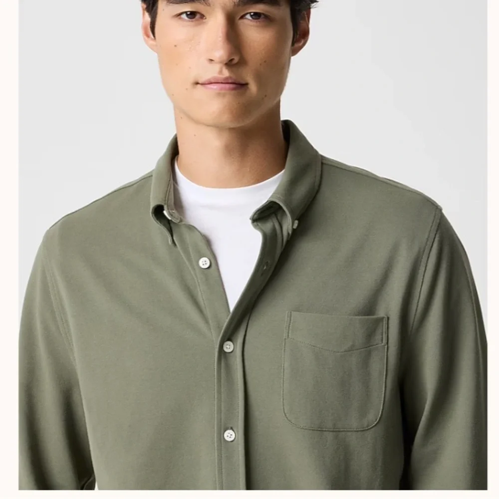 J crew sycamore green Flex piqué shirt
